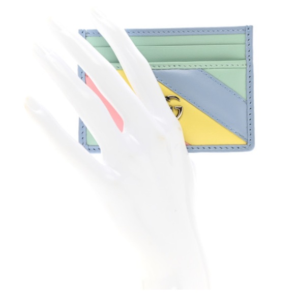 New Rare Gucci Pastel Striped Card Holder - Picture 4 of 7